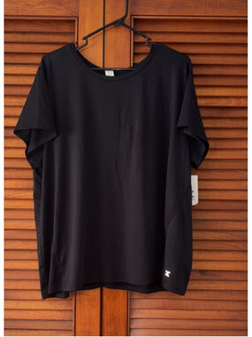 Xersion Tops For Women 2X Short Sleeve Tee Mesh Quick-Dri Stretch Black NWT